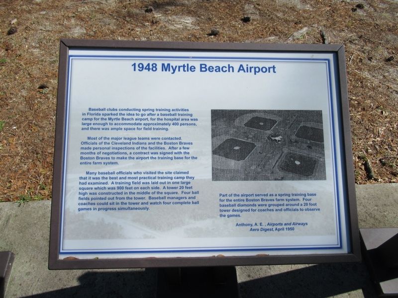 1948 Myrtle Beach Airport Marker. Click for full size. 1948 Myrtle Beach Airport Marker image. Click for full size.