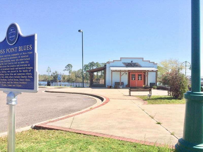 Moss Point Blues Marker in front of Welcome Center.. Click for full size. Moss Point Blues Marker in front of Welcome Center. image. Click for full size.