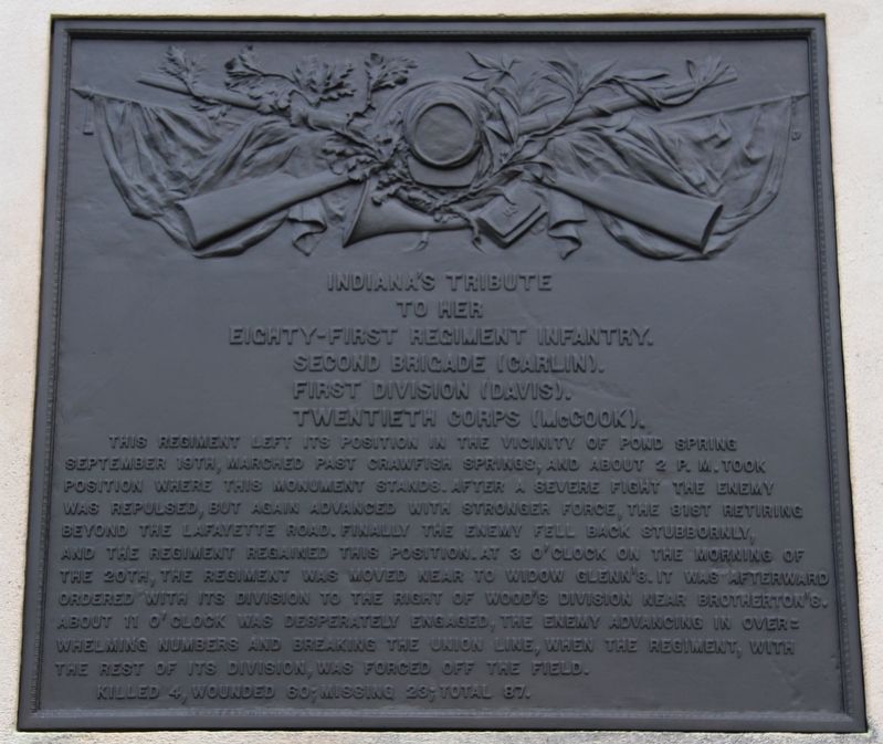 81st Indiana Infantry Marker. Click for full size. 81st Indiana Infantry Marker image. Click for full size.