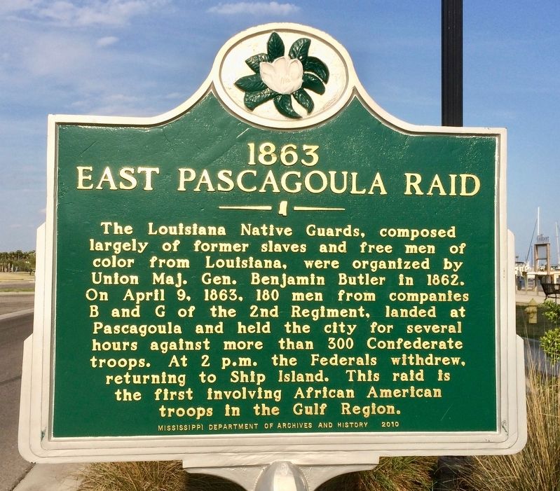1863 East Pascagoula Raid Marker image. Click for more information.