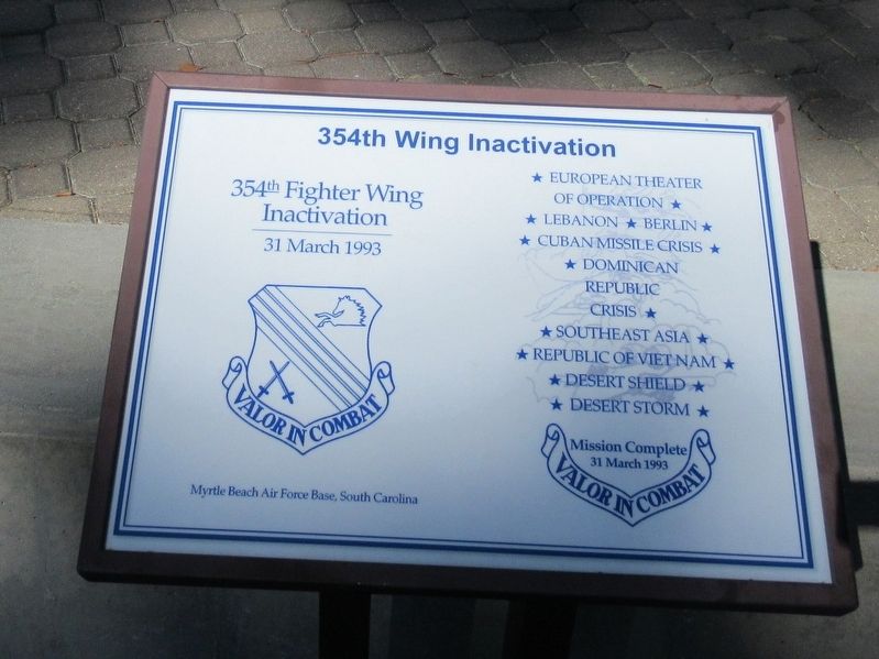 354th Wing Inactivation Marker image. Click for full size.