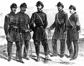 Officers of Company C of the 1st Louisiana Native Guard at Fort Macomb, Louisiana. image. Click for full size.