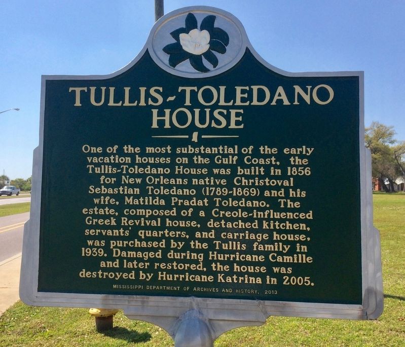 Tullis-Toledano House Marker (Front) image. Click for full size.