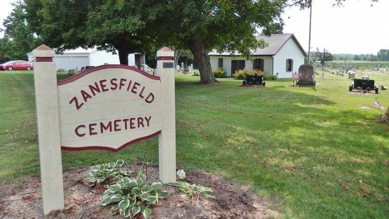 Zanesfield Cemetery Sign (<b><i>near marker</b></i>) image. Click for full size.