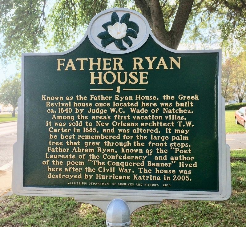 Father Ryan House Marker (Front) image. Click for full size.