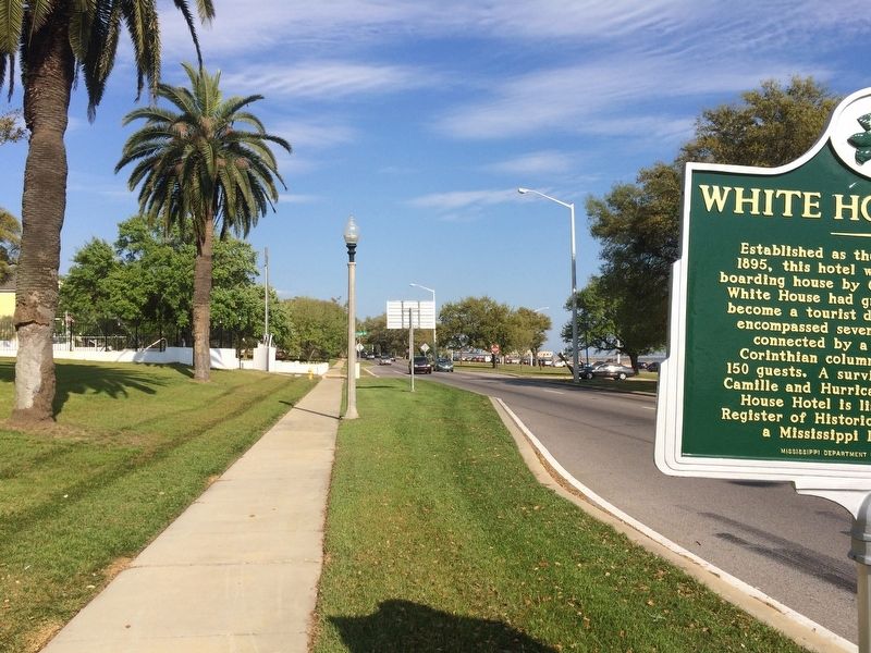 View of White House Hotel Marker looking east on Beach Boulevard.. Click for full size. View of White House Hotel Marker looking east on Beach Boulevard. image. Click for full size.