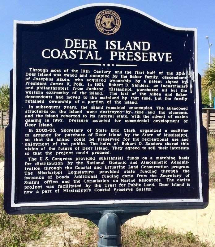 Deer Island Coastal Preserve Marker image. Click for full size.