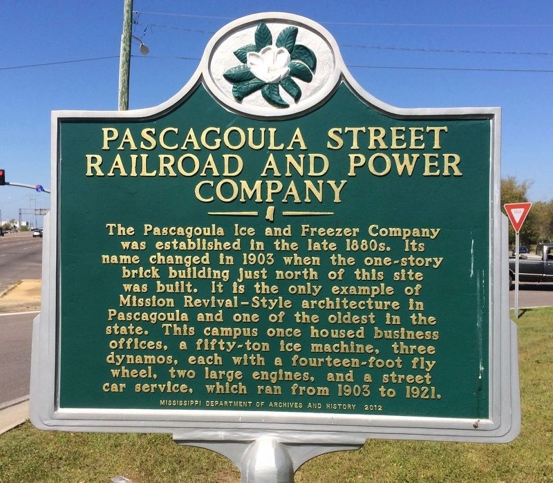 Pascagoula Street Railroad and Power Company Marker. Click for full size. Pascagoula Street Railroad and Power Company Marker image. Click for full size.