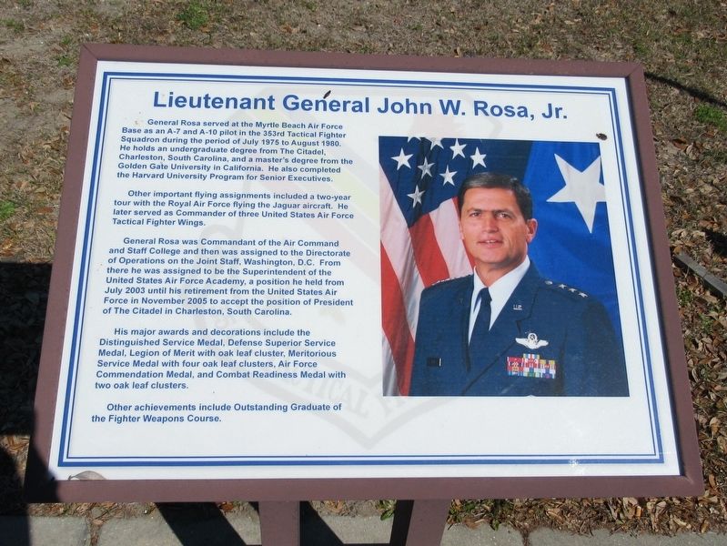 Lieutenant General John W. Rosa, Jr. Marker image. Click for full size.