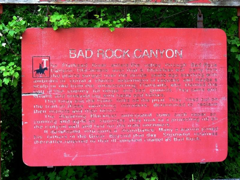 Bad Rock Canyon Marker. Click for full size. Bad Rock Canyon Marker image. Click for full size.