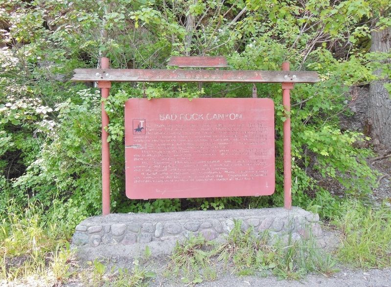 Bad Rock Canyon Marker (<b><i>wide view</b></i>). Click for full size. Bad Rock Canyon Marker (<b><i>wide view</b></i>) image. Click for full size.
