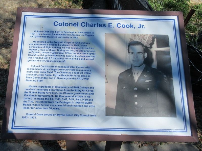 Colonel Charles E Cook, Jr. Marker image. Click for full size.