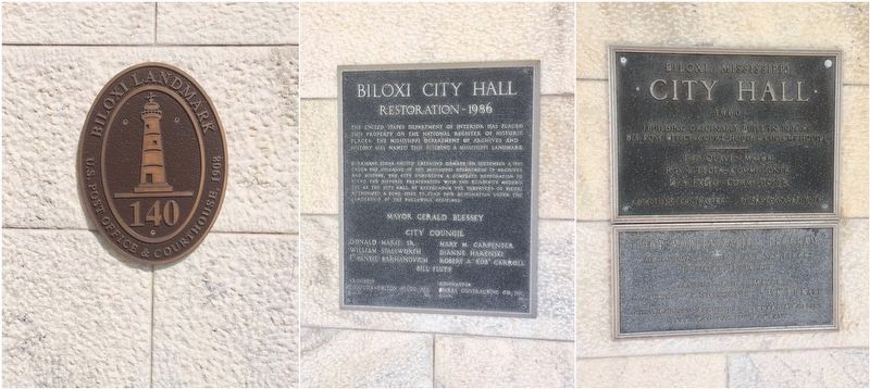 Landmark, City Hall and restoration plaques. image. Click for full size.