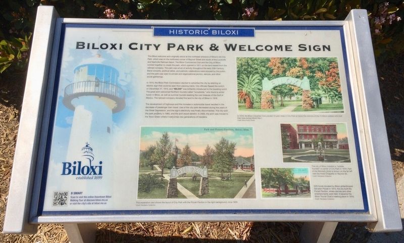 Biloxi City Park & Welcome Sign Marker image. Click for full size.