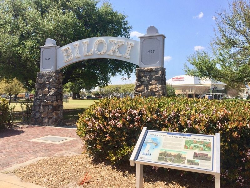 Biloxi Welcome Sign & the marker. image. Click for full size.