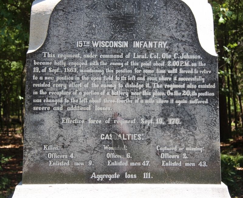 15th Wisconsin Infantry Marker. Click for full size. 15th Wisconsin Infantry Marker image. Click for full size.
