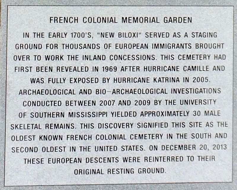 French Colonial Memorial Garden Marker. Click for full size. French Colonial Memorial Garden Marker image. Click for full size.