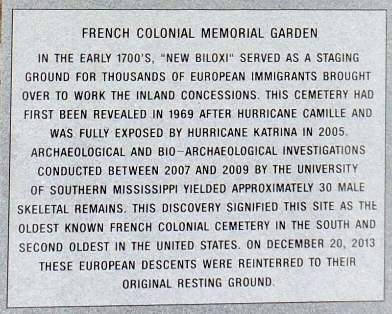 French Colonial Memorial Garden Marker image. Click for full size.