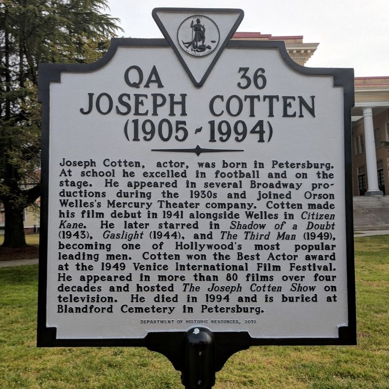 Joseph Cotten Marker. Click for full size. Joseph Cotten Marker image. Click for full size.
