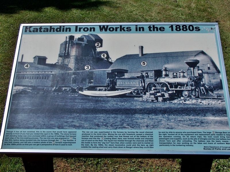 Katahdin Iron Works in the 1880's Marker image. Click for full size.