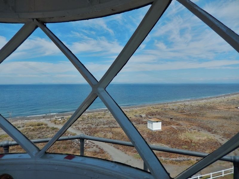 San Jaun Straits view north from inside lighthouse tower image. Click for full size.