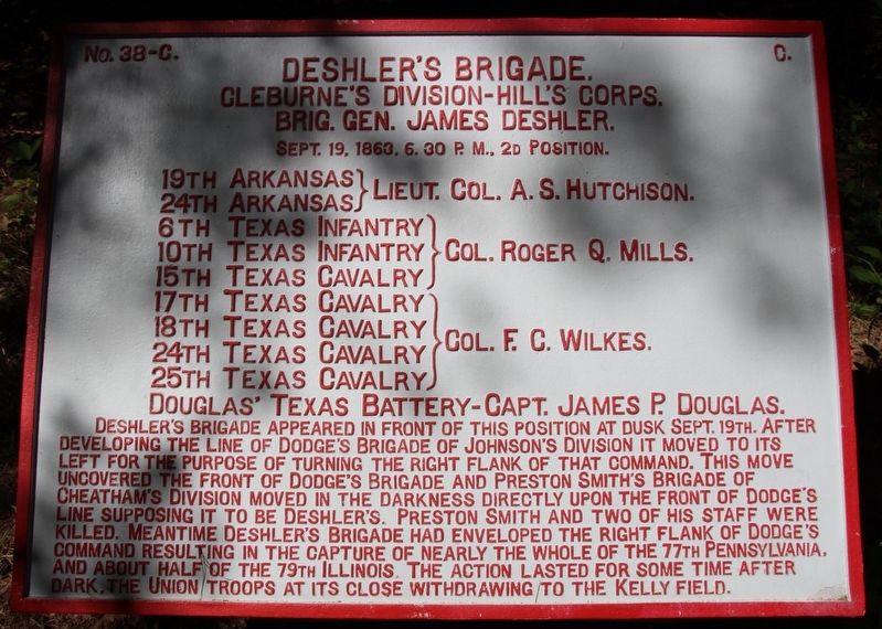 Deshler's Brigade Marker. Click for full size. Deshler's Brigade Marker image. Click for full size.