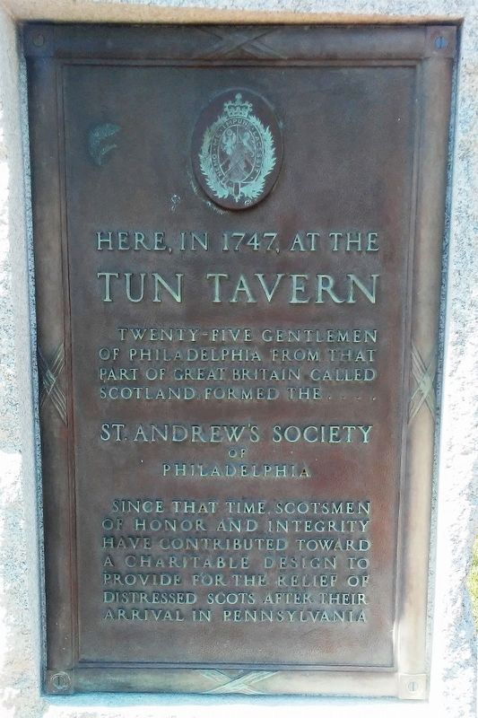 St. Andrew's Society of Philadelphia Marker image. Click for full size.