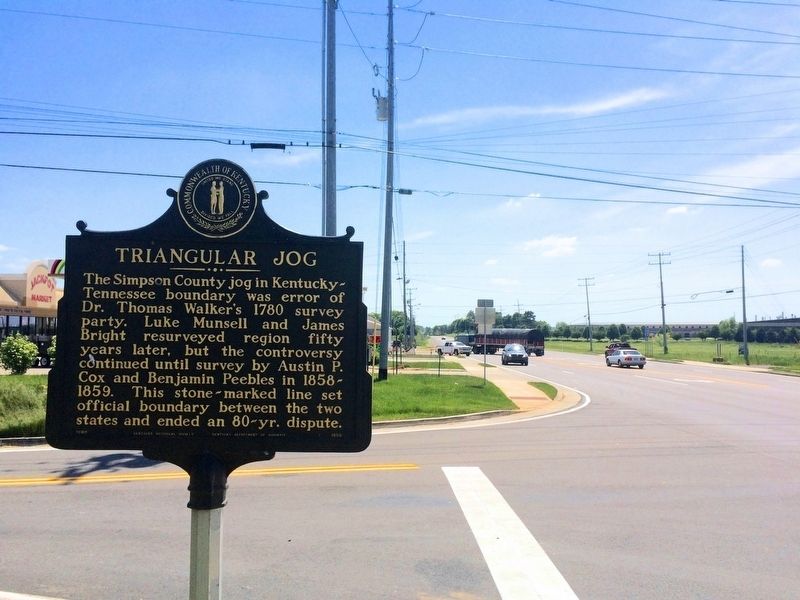 Tennessee / Kentucky Marker no longer at far grassed corner left of sidewalk.. Click for full size. Tennessee / Kentucky Marker no longer at far grassed corner left of sidewalk. image. Click for full size.