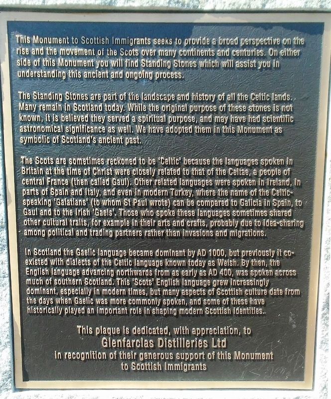 Monument to Scottish Immigrants Marker. Click for full size. Monument to Scottish Immigrants Marker image. Click for full size.