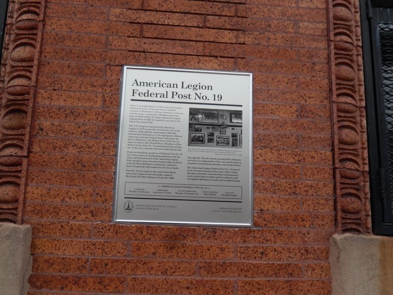 American Legion Federal Post No. 19 Marker image. Click for full size.