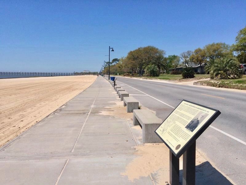 View of marker looking west along the Pascagoula Promenade.. Click for full size. View of marker looking west along the Pascagoula Promenade. image. Click for full size.