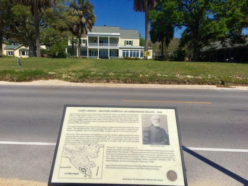 View of marker showing Colonel John B. Porter & map of Greenwood Island and hospital.. Click for full size. View of marker showing Colonel John B. Porter & map of Greenwood Island and hospital. image. Click for full size.