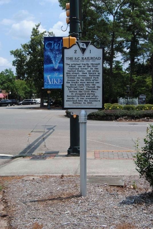 The S.C. Railroad Marker<br>Reverse image. Click for full size.