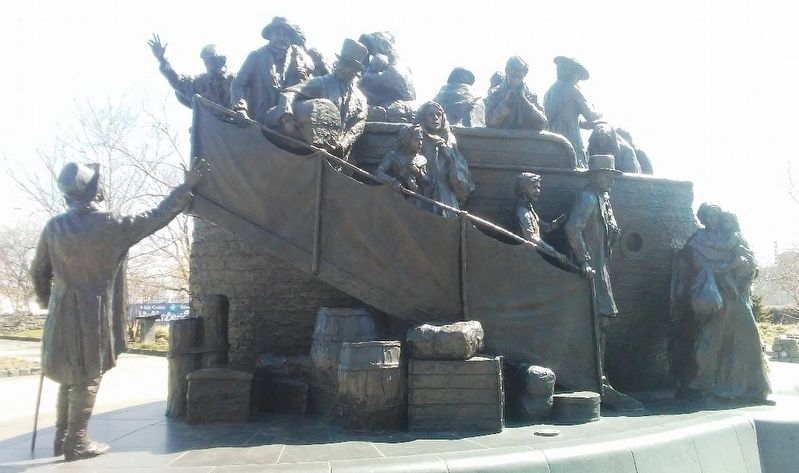 Arrival in a New World Detail on the Irish Memorial image. Click for full size.