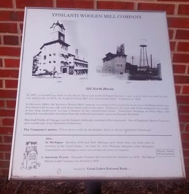 Ypsilanti Woolen Mill Company Marker. Click for full size. Ypsilanti Woolen Mill Company Marker image. Click for full size.