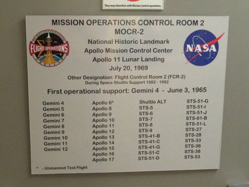 Apollo Mission Control Center Marker image. Click for full size.