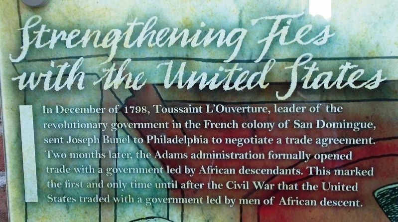 Strengthening Ties with the United States Marker Text image. Click for full size.