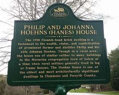 Philip and Johanna Hoehns (Hanes) House Marker. Click for full size. Philip and Johanna Hoehns (Hanes) House Marker image. Click for full size.