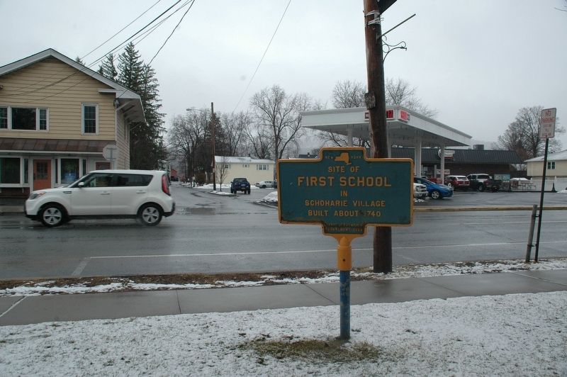 Site of First School Marker image. Click for full size.