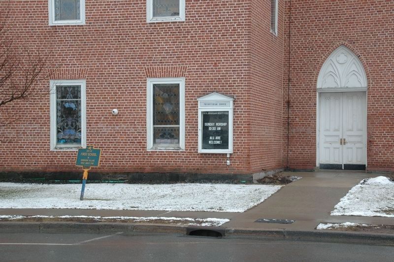 Site of First School Marker image. Click for full size.