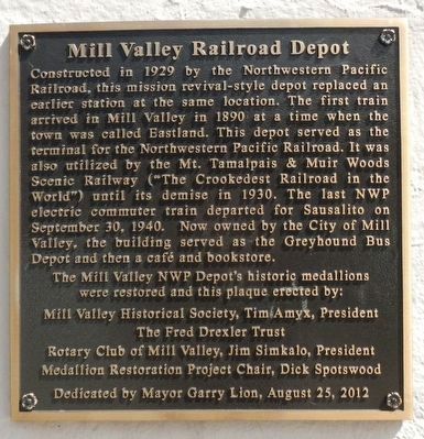 Mill Valley Railroad Depot Marker image. Click for full size.