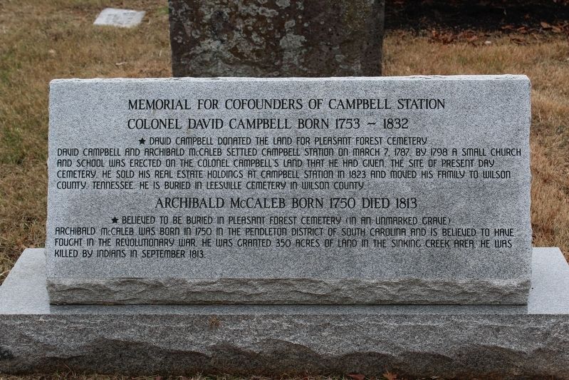 Memorial for Cofounders of Campbell Station Marker image. Click for full size.