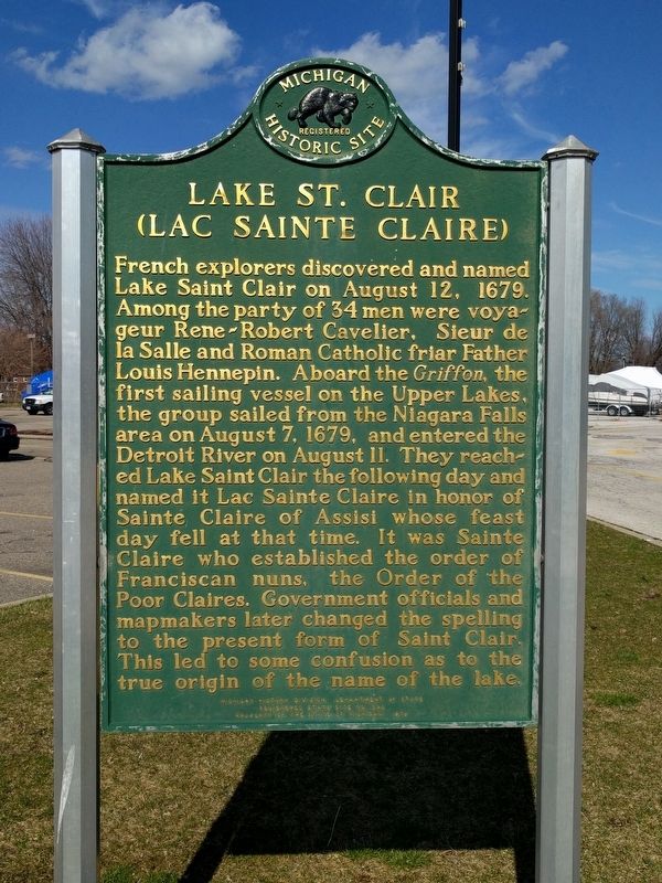 Lake St. Clair (Lac Sainte Claire) Marker image. Click for full size.