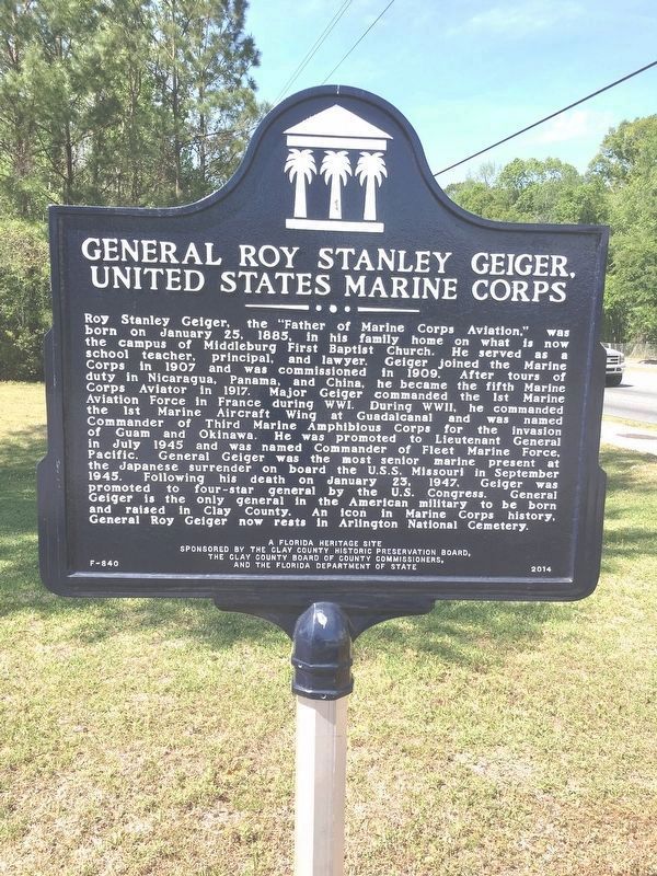 General Roy Stanley Geiger Marker image. Click for full size.