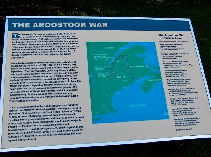 The Aroostook War Marker image. Click for full size.