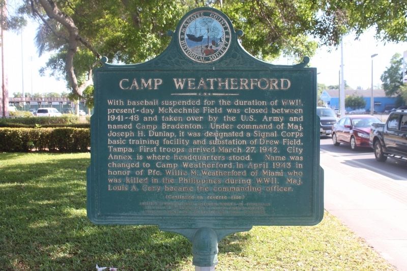 Camp Weatherford Marker Side 1. Click for full size. Camp Weatherford Marker Side 1 image. Click for full size.
