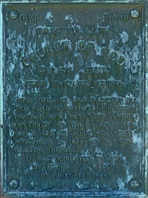 Fort Valley Church of God in Christ Jesus Marker image. Click for full size.