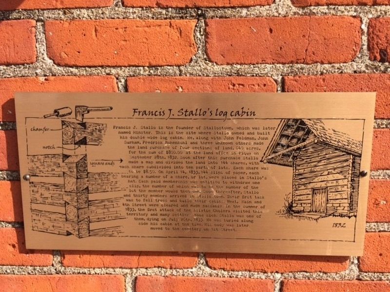 Francis J. Stallo's log cabin Marker image. Click for full size.