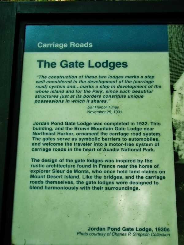 Carriage Roads - The Gate Lodges Marker image. Click for full size.