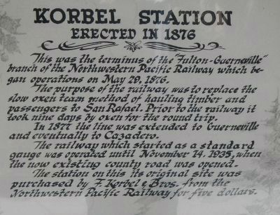 Korbel Station Marker image. Click for full size.